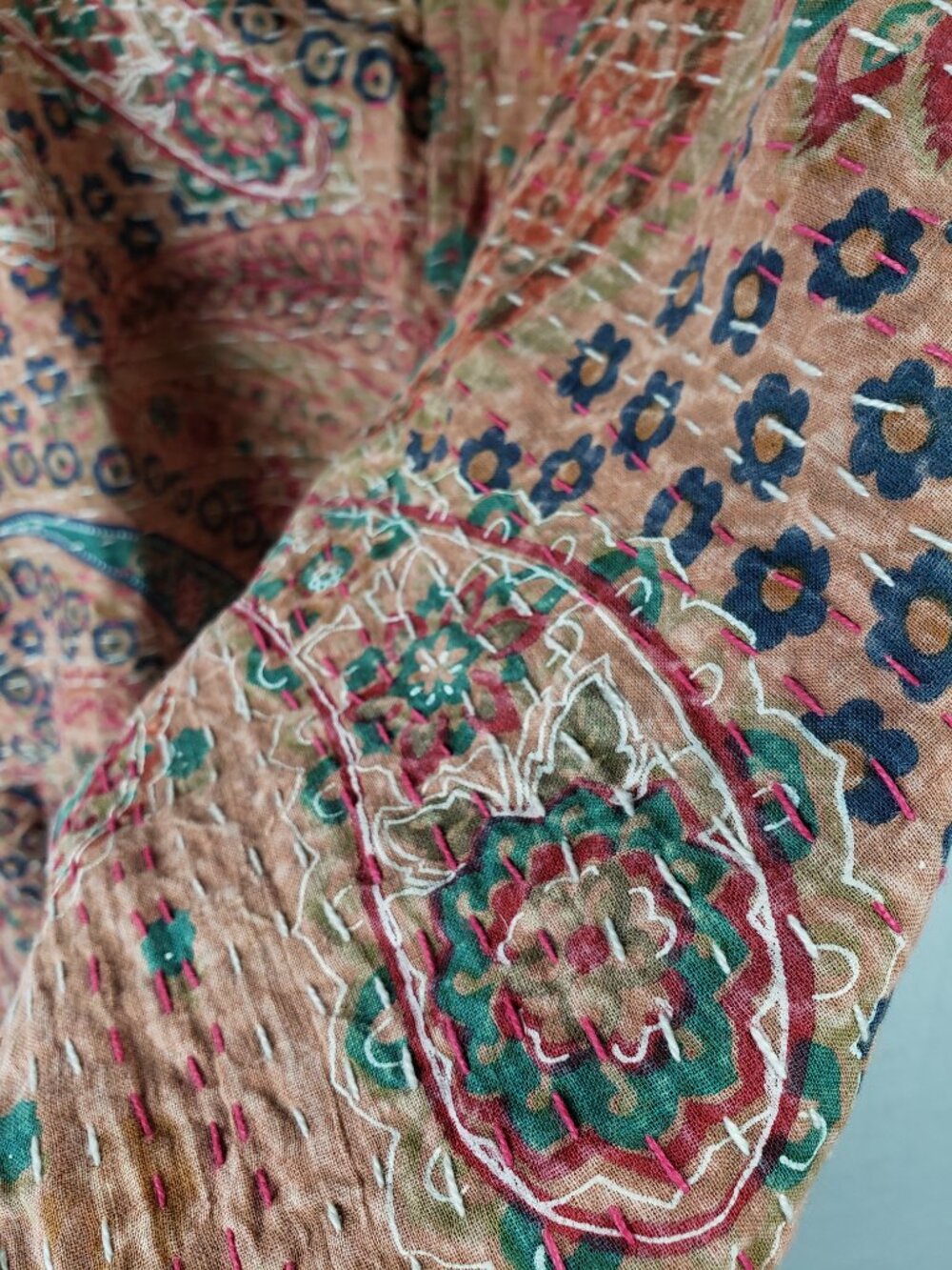 NWT World Market Infinity Scarf Shawl Paisley Embroidered Cotton Bohemian Ethnic - Picture 4 of 9